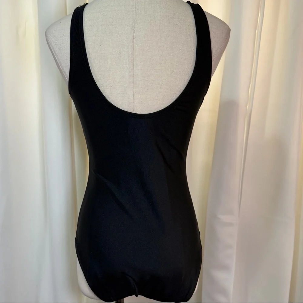 NWT Shoshanna Black One-Piece Checkered Gingham Lace-Up Bust Swimsuit Size 6